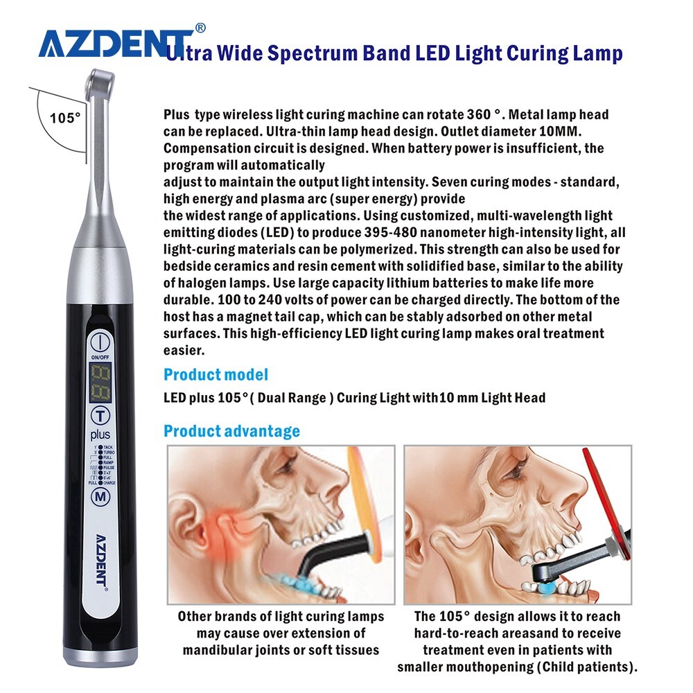 Dental Wireless LED Curing Light Lamp 1 Second Curing High Power 2500 mw/cm²