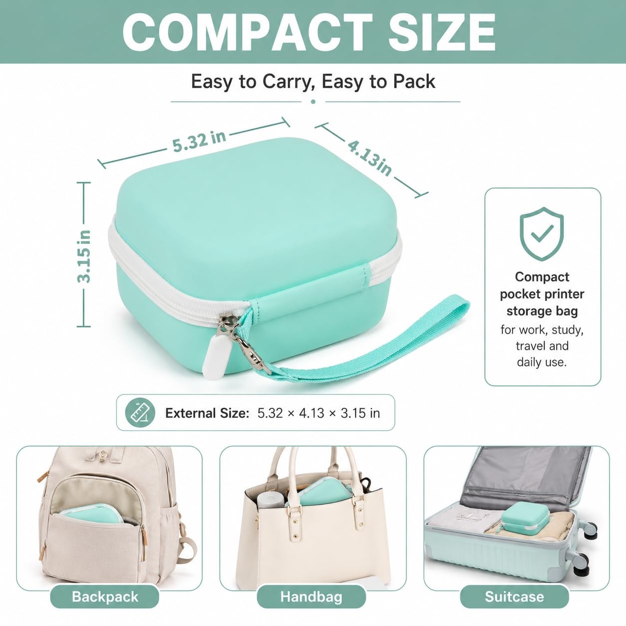Label Maker Case for Memoking T02 for Phomemo M02 for Nelko, Green