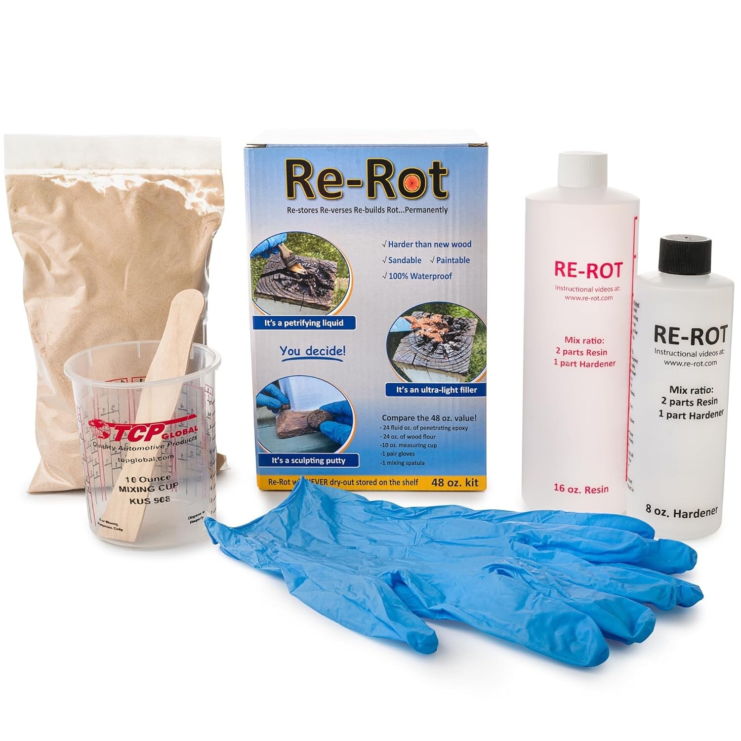Re-Rot 48-Ounce Epoxy – Rot Repair Kit – Rapid Drying Even in Winter – Easy to A