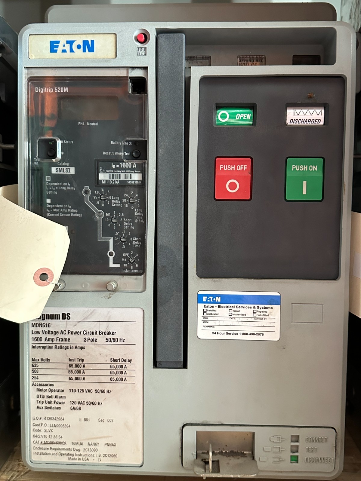 Eaton Magnum DS Digitrip 520M MDN616 1600 Amp