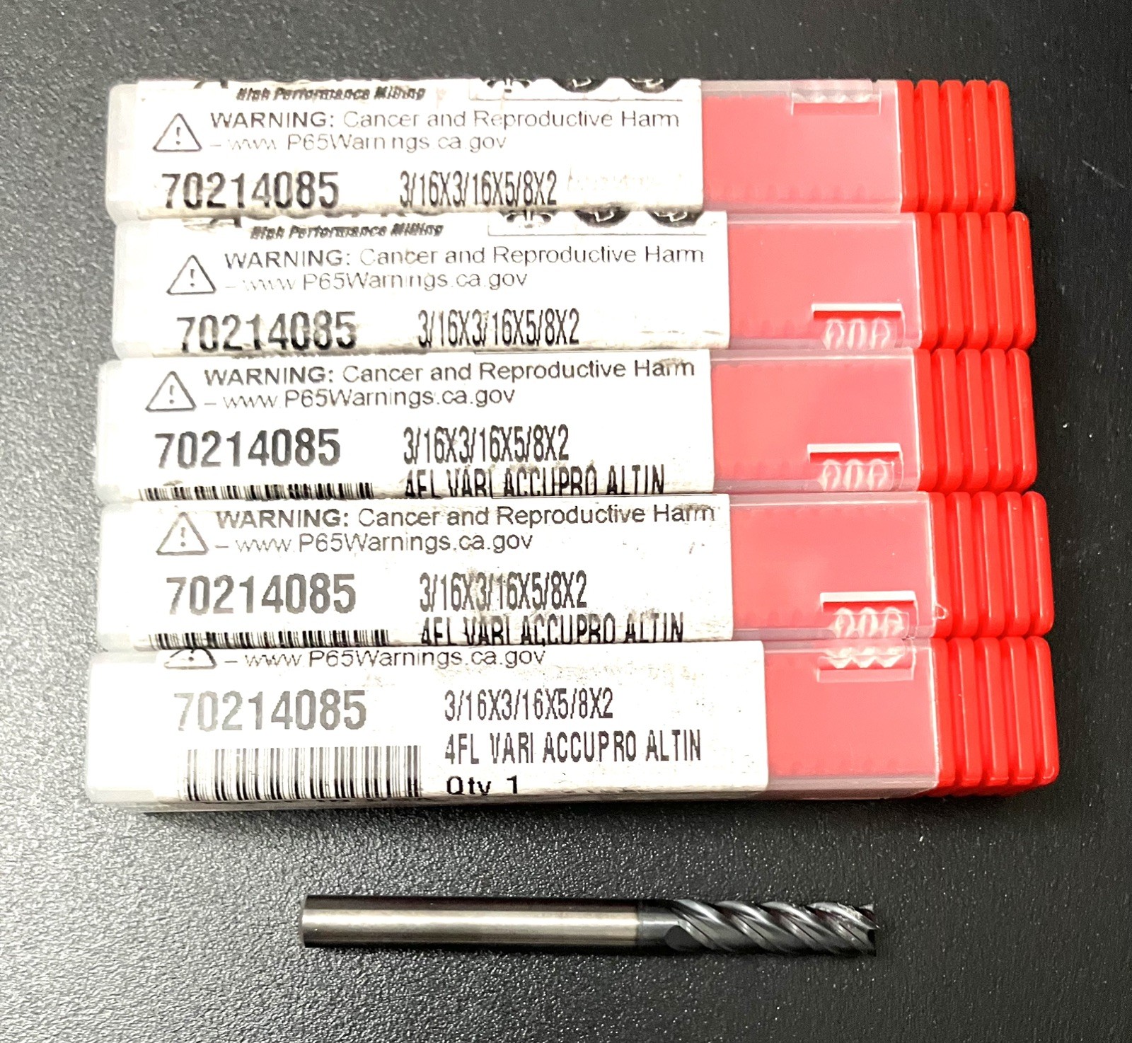 2PCS Accupro 70214085 3/16″ 4 Flute Square End Mill Solid Carbide AlTiN CNC New
