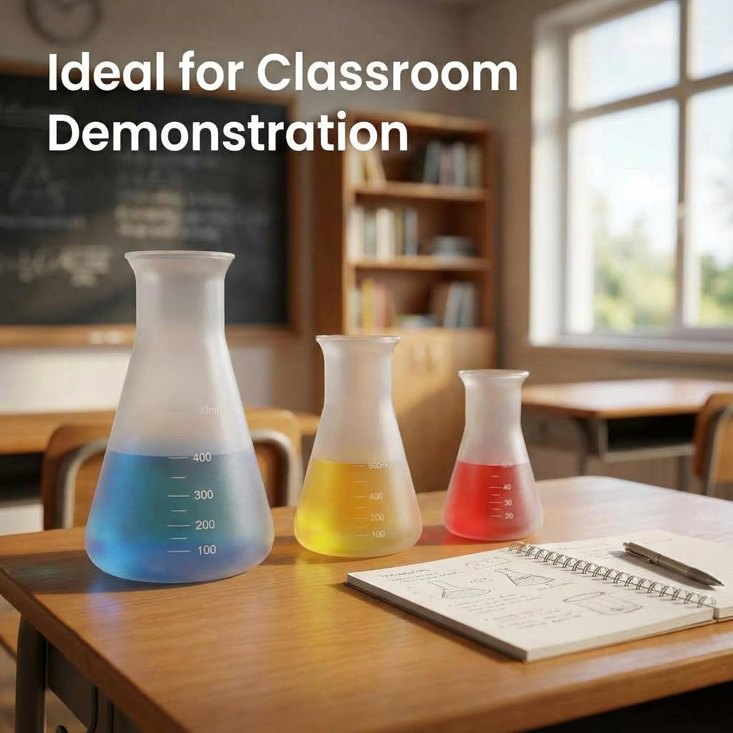 Plastic Conical Flask Set 50Ml 100Ml 500Ml – Semi-Transparent Lab Flask for Teac