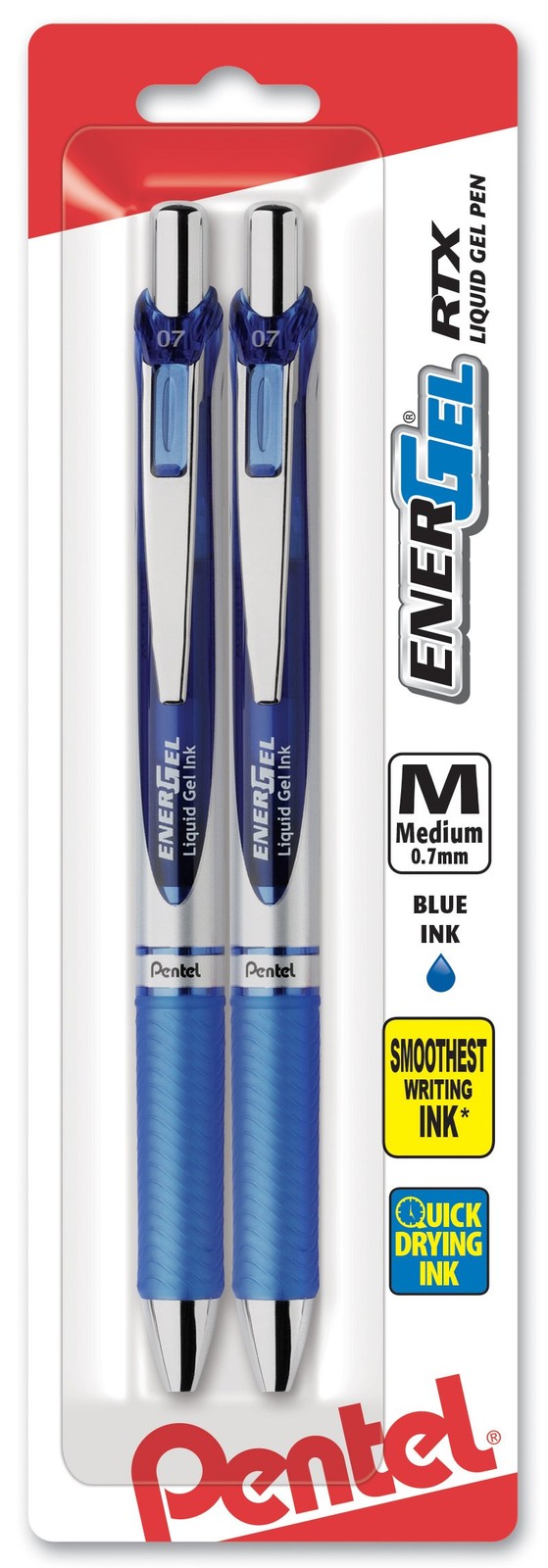 Pentel EnerGel Deluxe RTX Retractable Liquid Gel 2 Count (Pack of 1), Blue