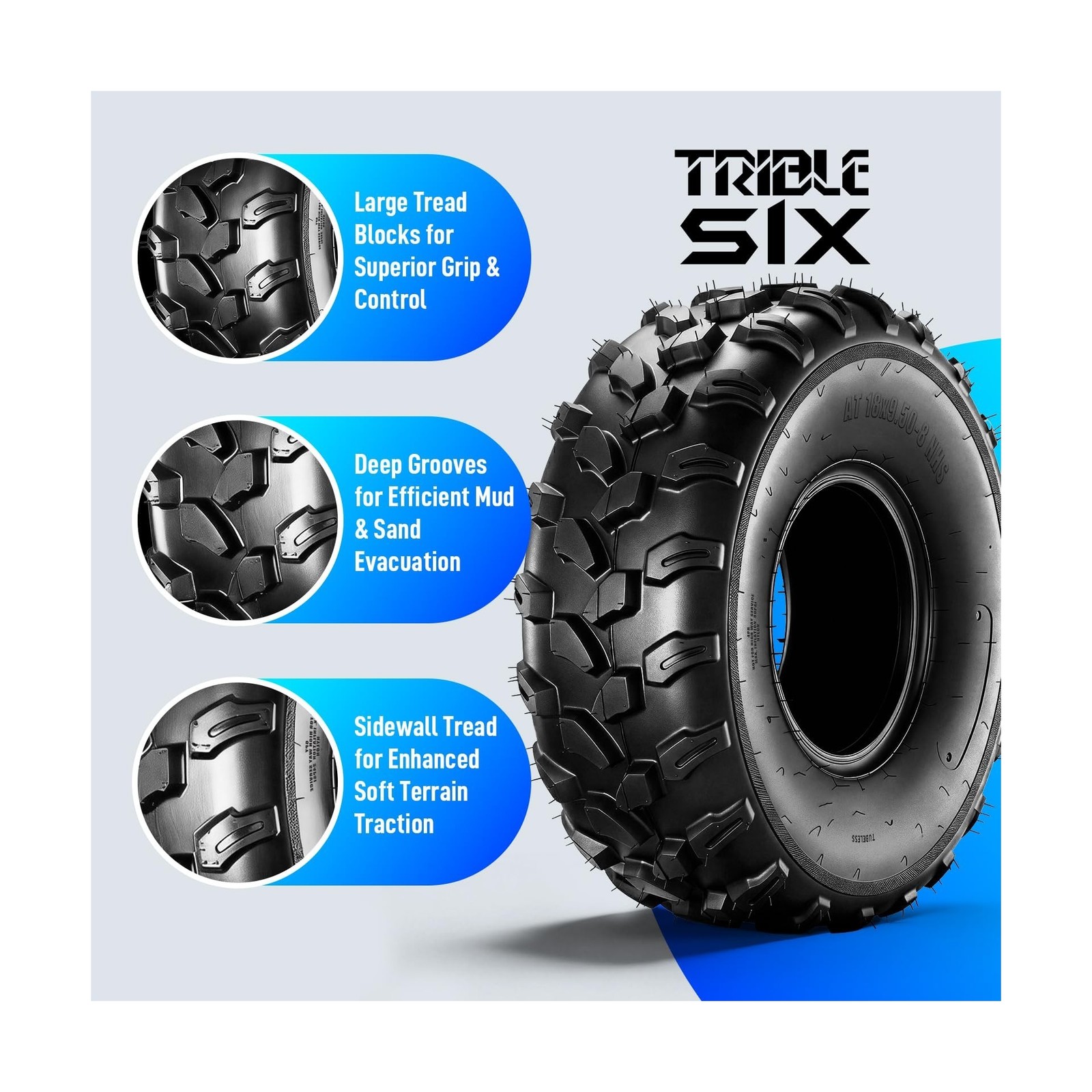 18×9.50-8 ATV Tires,4PR All-Terrain Tires,Tubeless,Pack of 2 | 18×9.50×8 ATV …
