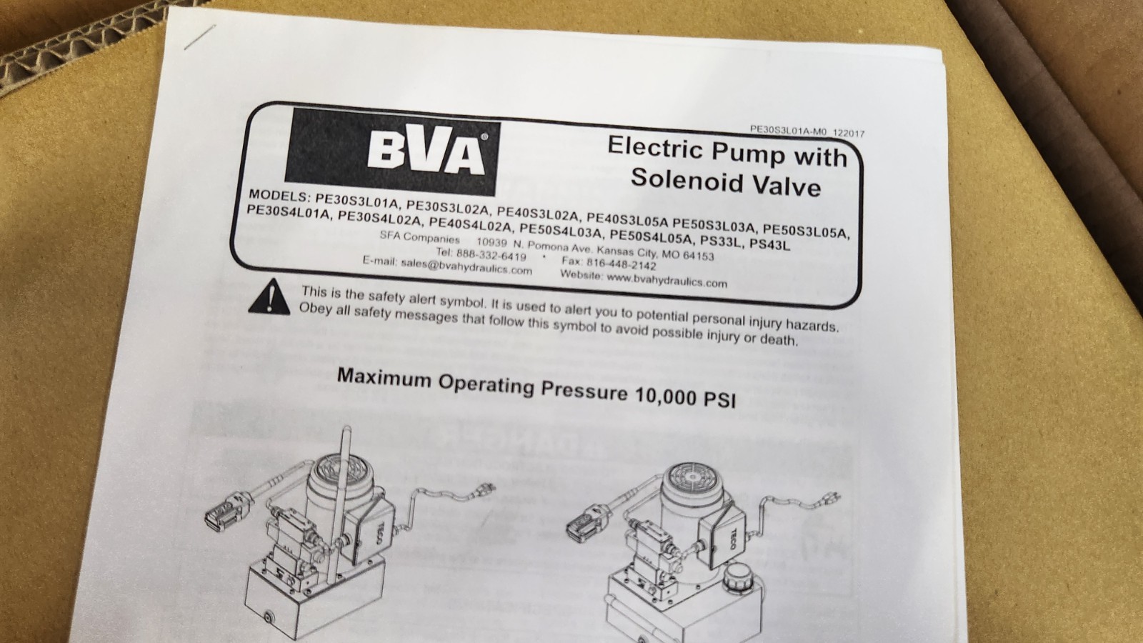 BVA PE30S3L01A 120v 10k PSI Hydraulic Pump w/Pendant Enerpac SPX NEW IN BOX