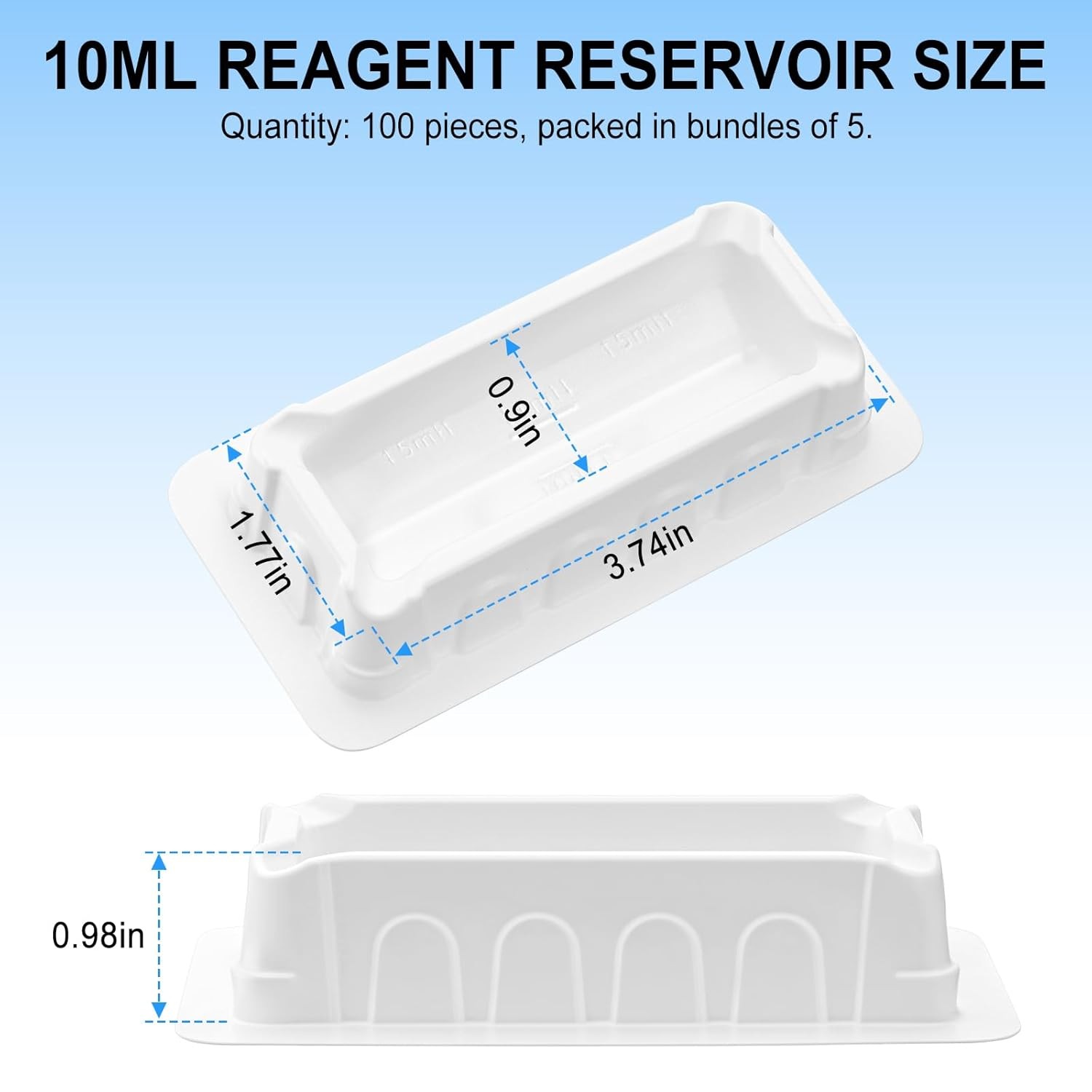 10ml 100pcs Reagent Reservoir Sterile Anti-Stick Stacking for Laboratory Use