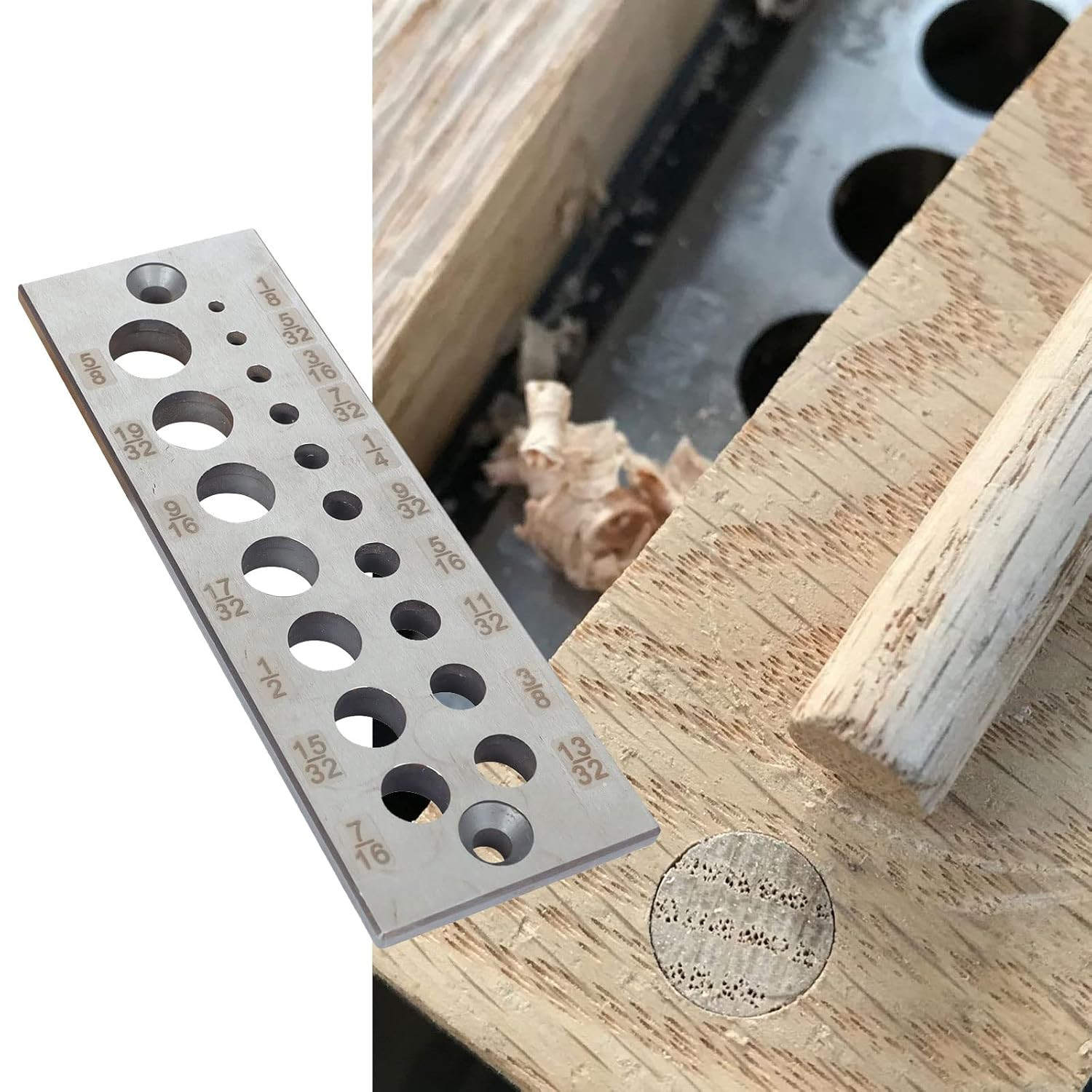 A2 Steel Dowel Plate for Softwoods and Hardwoods, 17 Holes, High Speed Steel