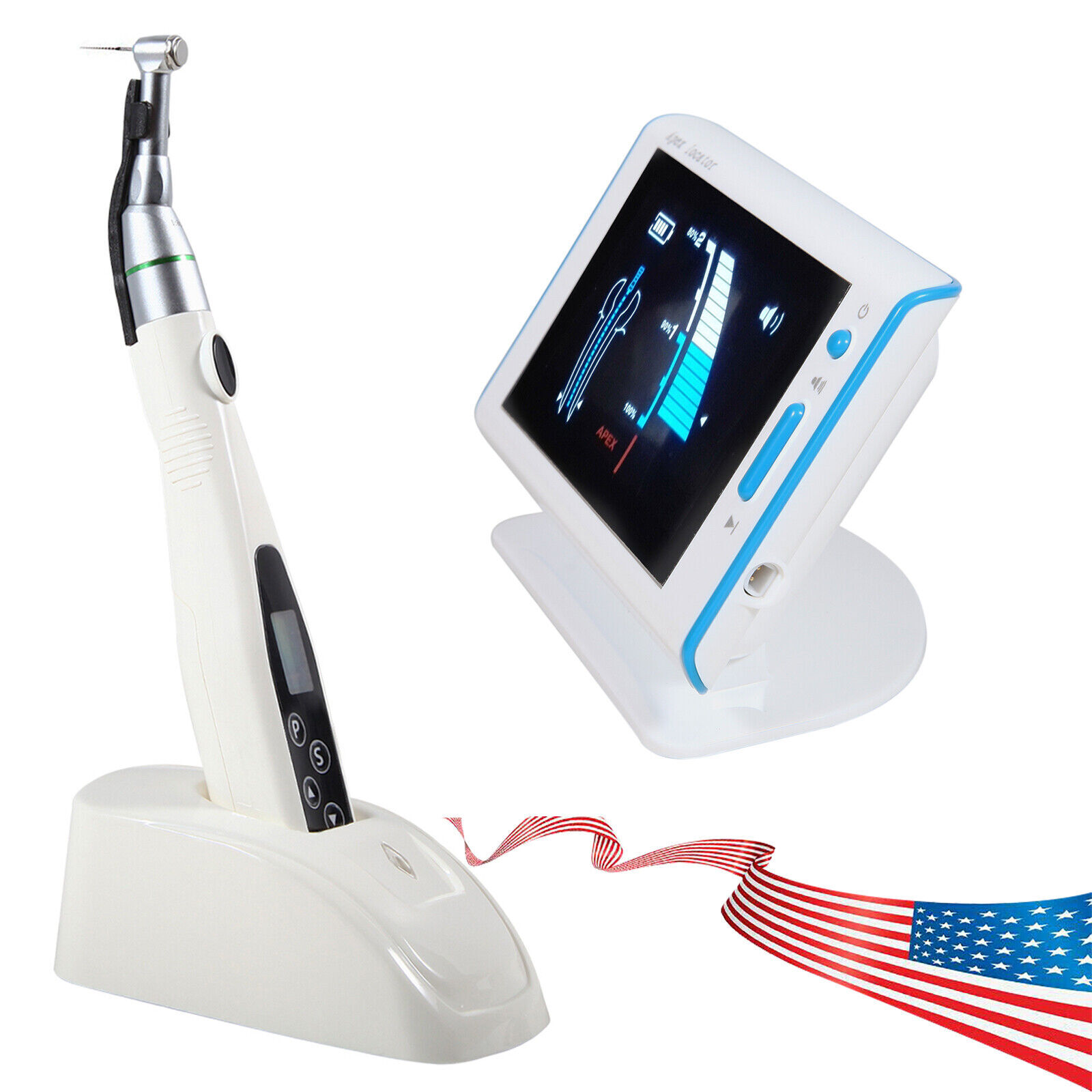 Dental Cordless LED Endo Motor 16:1 Contra Angle + Woodpecker DTE Apex Locator