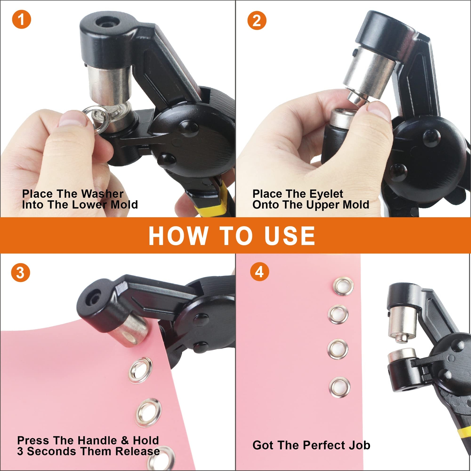 Grommet Tool Kit, Eyelet Tool Multi-Purpose Handheld Manual Hole Punch Rivet Pre