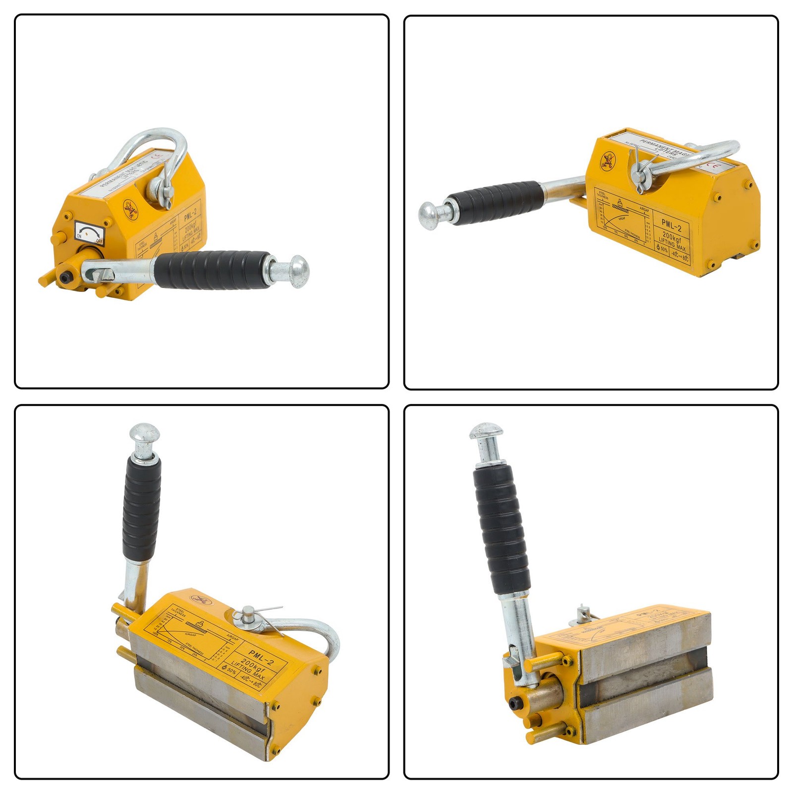 440lbs/200kg Permanent Magnetic Lifter 2.5 Safety Factor Yellow Lifting Magnet