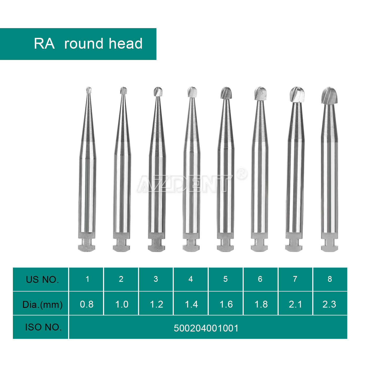 8 Types Dental Round Carbide Bur for Slow Speed Latch Type RA 1# – 8# Burs