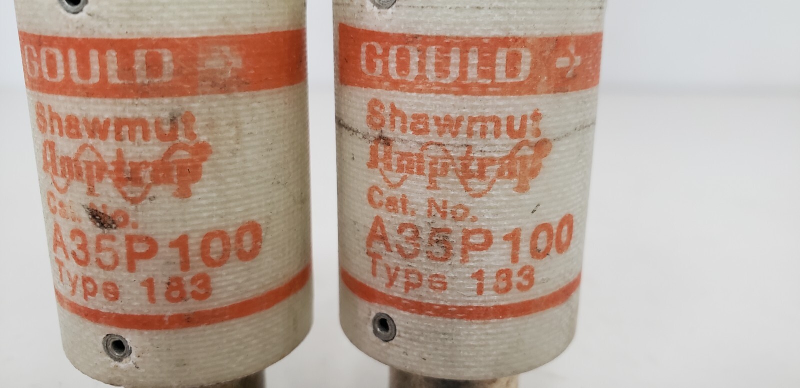 GOULD SHAWMUT AMP-TRAP A35P100 FUSE, TYPE 183 100 AMPS 350 VOLTS (LOT OF 2) NNB
