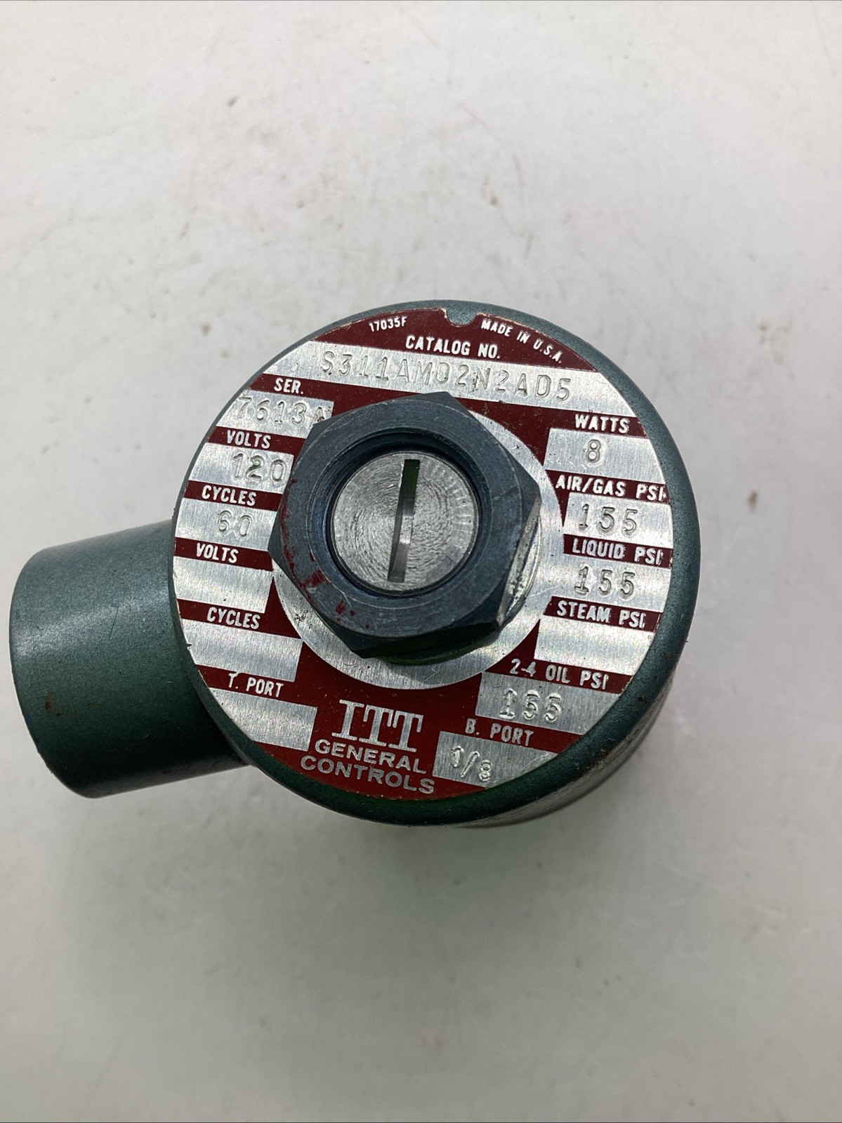 ITT General Controls S311AM02N2AD5 Series 7613A Solenoid Valve Used