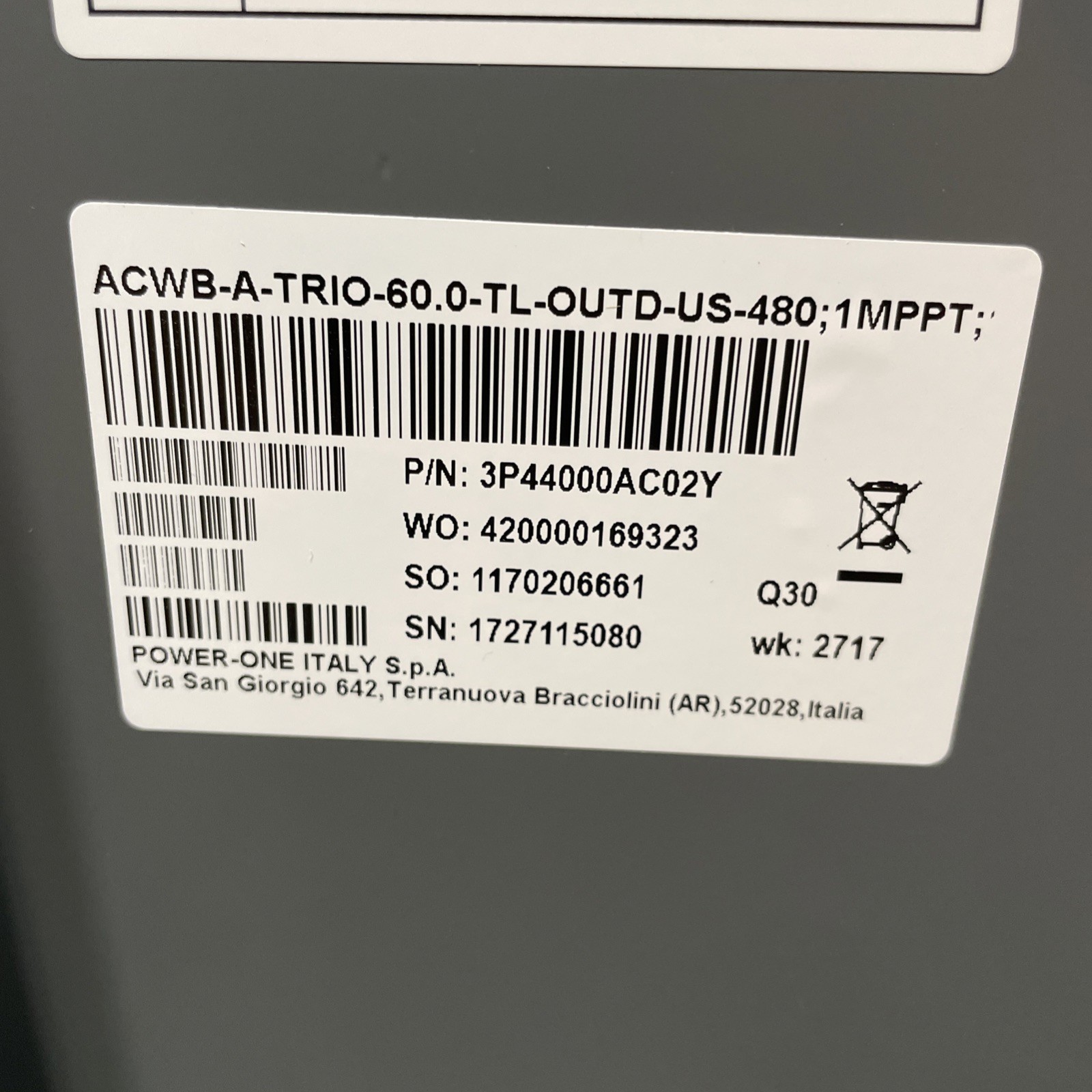 ABB AC Wiring Box ACWB-A-TRIO-60.0-TL-OUTD-US-480 New Solar READ DESC
