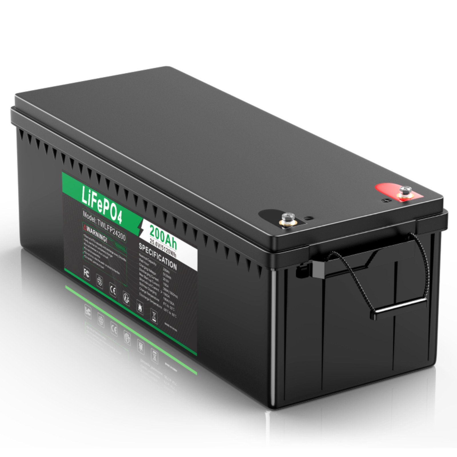 24V 100Ah LiFePO4 Lithium Battery Cycle Deep Built-in BMS for Solar RV Off-grid