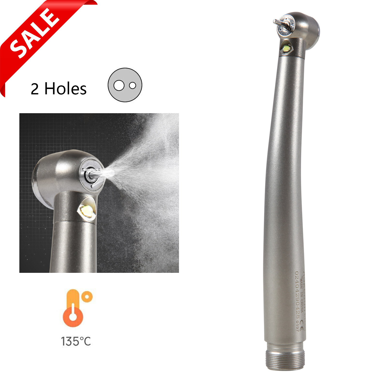 Dental LED Optic E-generator Push Handpiece High Speed Turbine 2 HOLES Borden