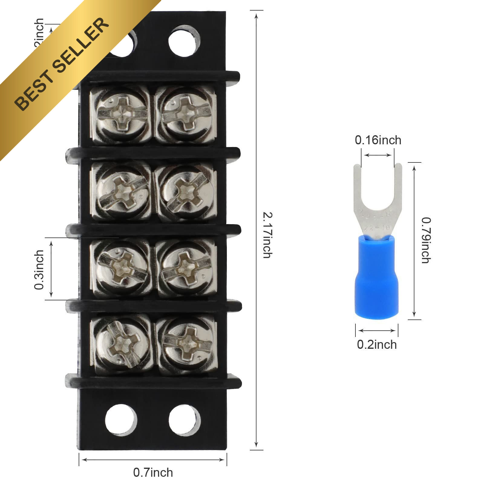 Dual Row Screw Terminal Block 2 Pack 4 Circuits 20A 300V Heat Shrink Connectors