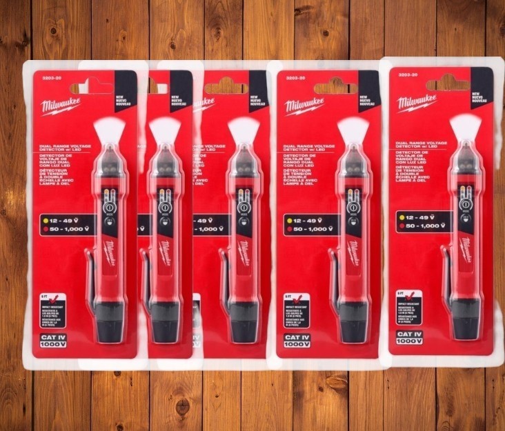 5 Pack Milwaukee 3203-20 Dual Range Non-Contact Voltage Detectors w/LED