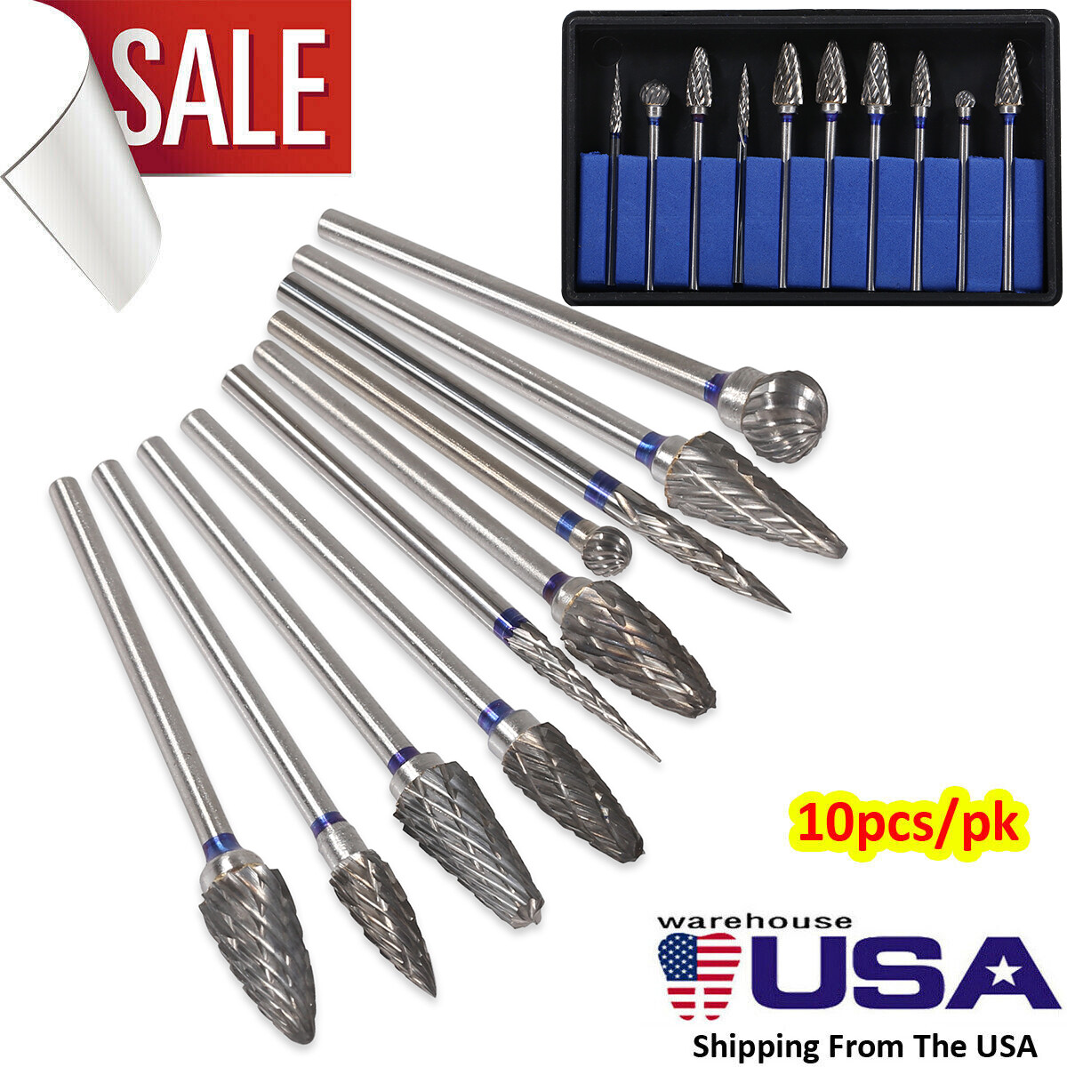 10-100pcs Tungsten Carbide Dental Acrylic Bur Drill Coarse Cutter 2.35mm Shank