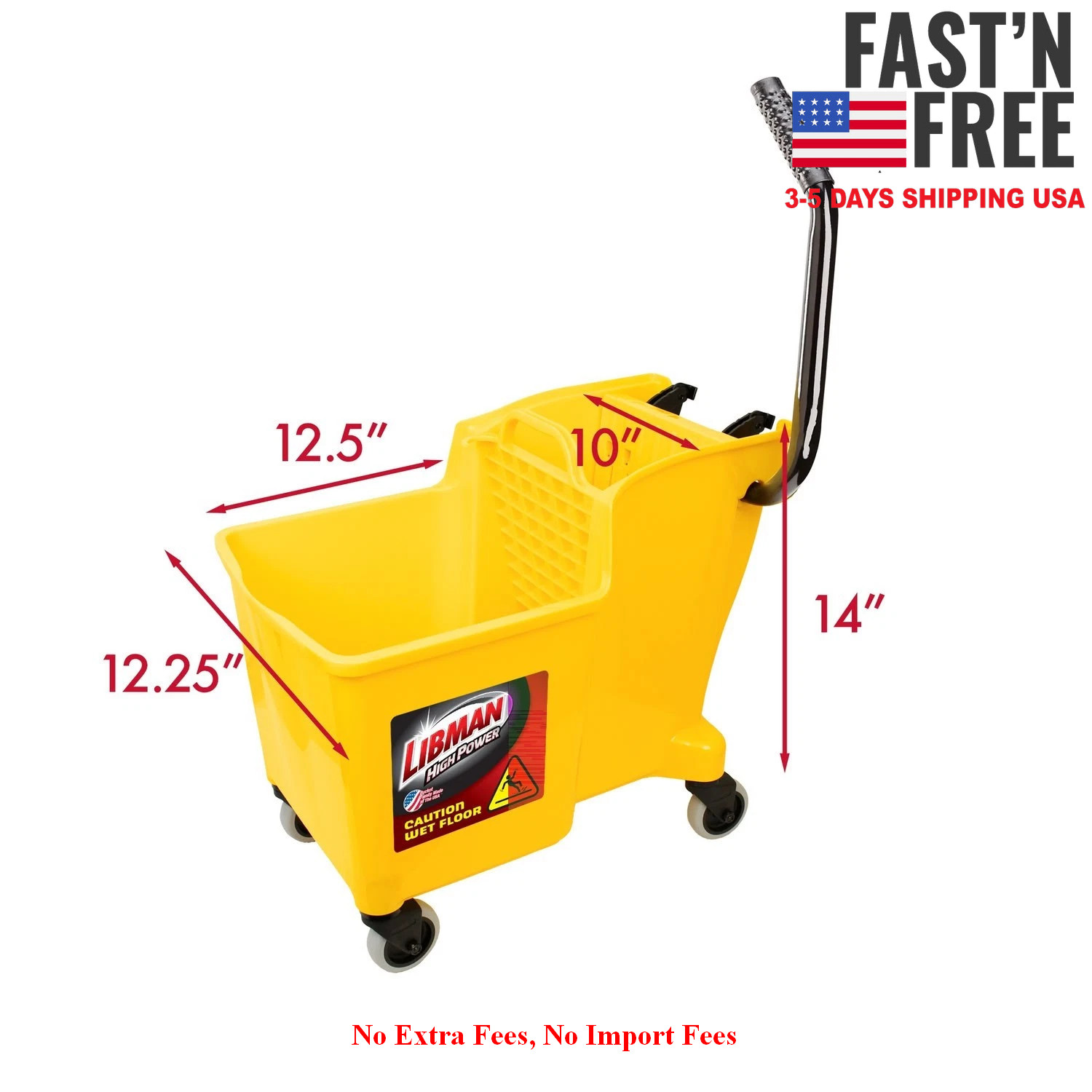 Libman 32 Quart Yellow Polypropylene Bucket Wringer With Steel Handle New, NEW