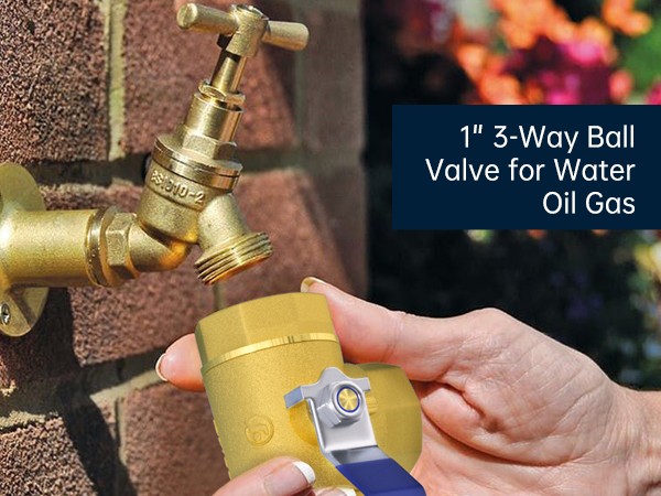 G1″ 3 Way Ball Valve Three T Port Brass Female Type For Water Oil And Gas US