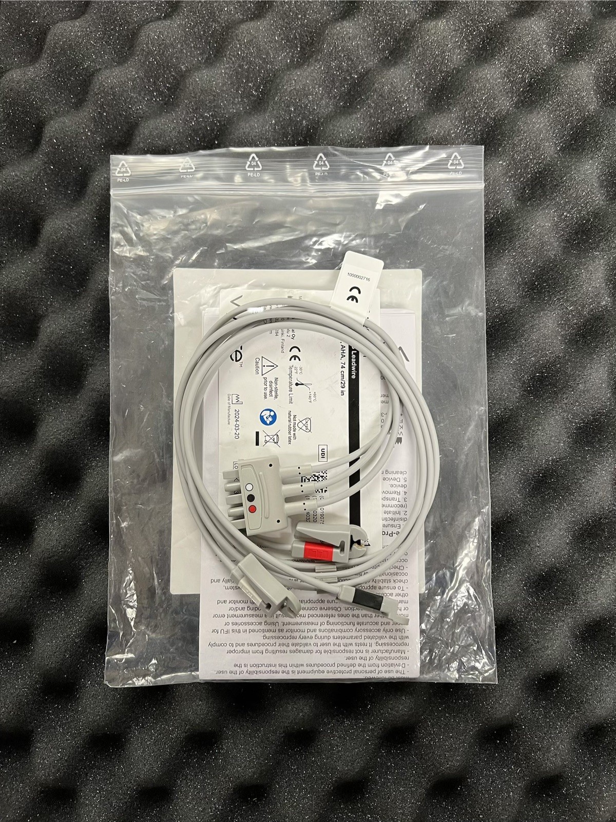 ECG Leadwire 3-lead, Grabber, AHA, 74 cm/29 in Ref 412682-001 Brand New