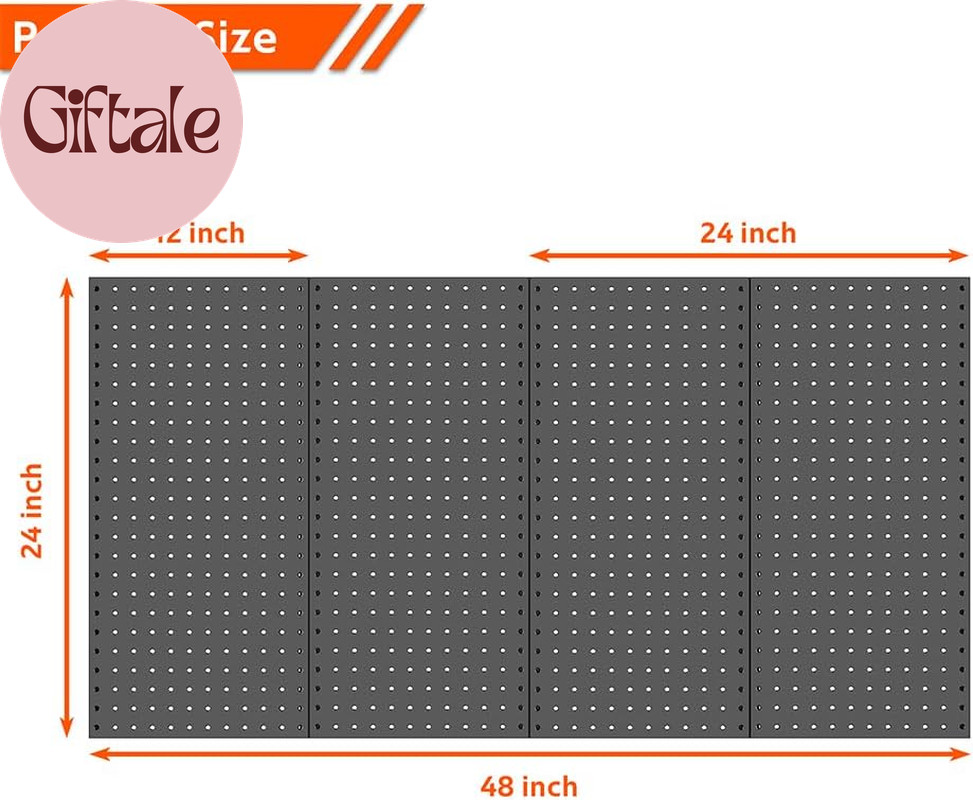 4 Pcs Metal Pegboard Wall Panels, Peg Boards for Garage Tool Storage