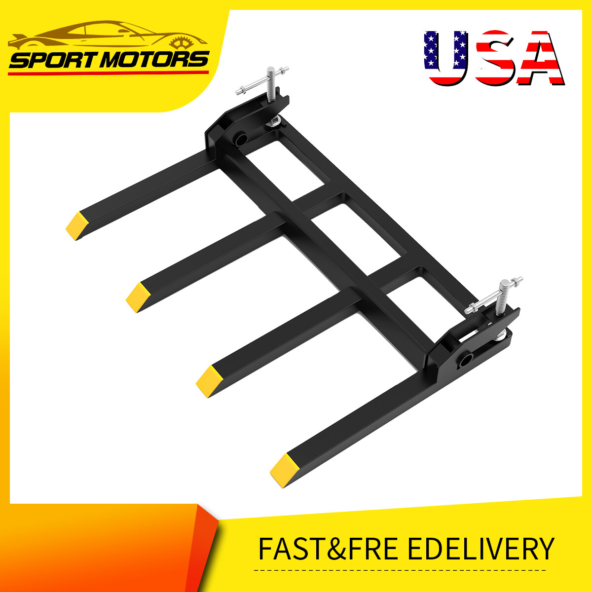 2500LBS 42″ Clamp on Heavy Debris Fork for Tractor Skid Steer Buckets Steel