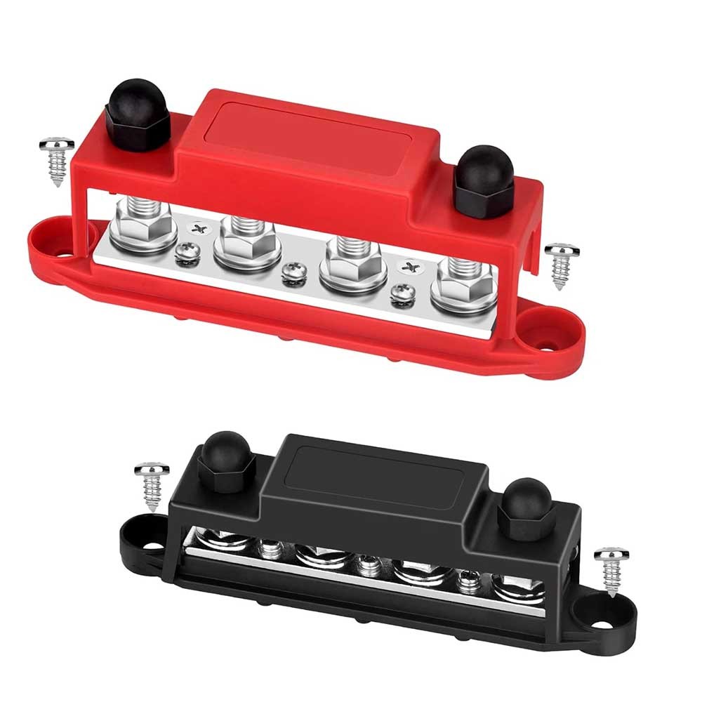 12V 250A Bus Bar Power Distribution Block 4 x 3/8″ Studs Battery Terminal Block