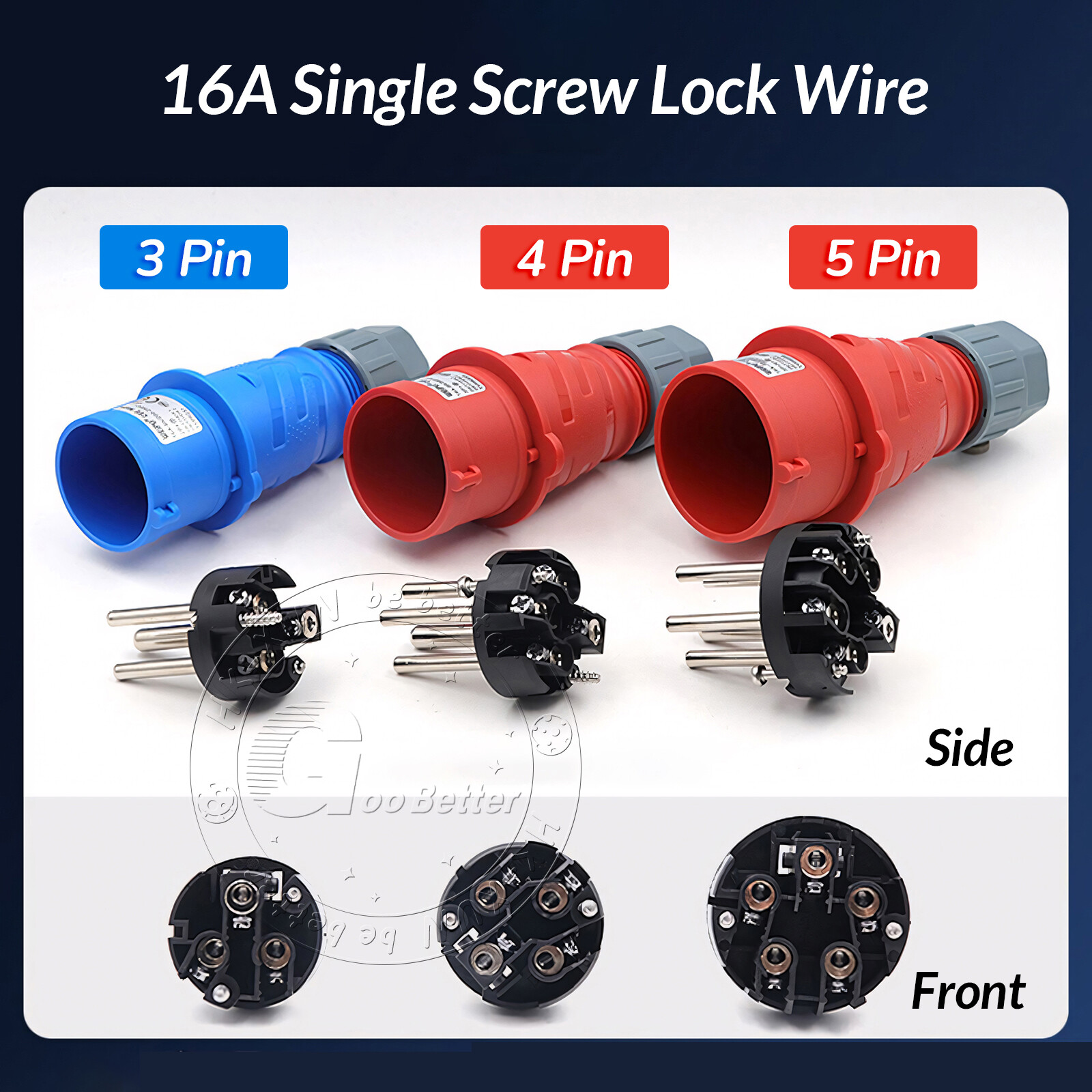 16A 32A 4 PIN RED INDUSTRIAL PLUGS & SOCKETS 3 PHASE 3P+N+E IP44 MALE/FEMALE