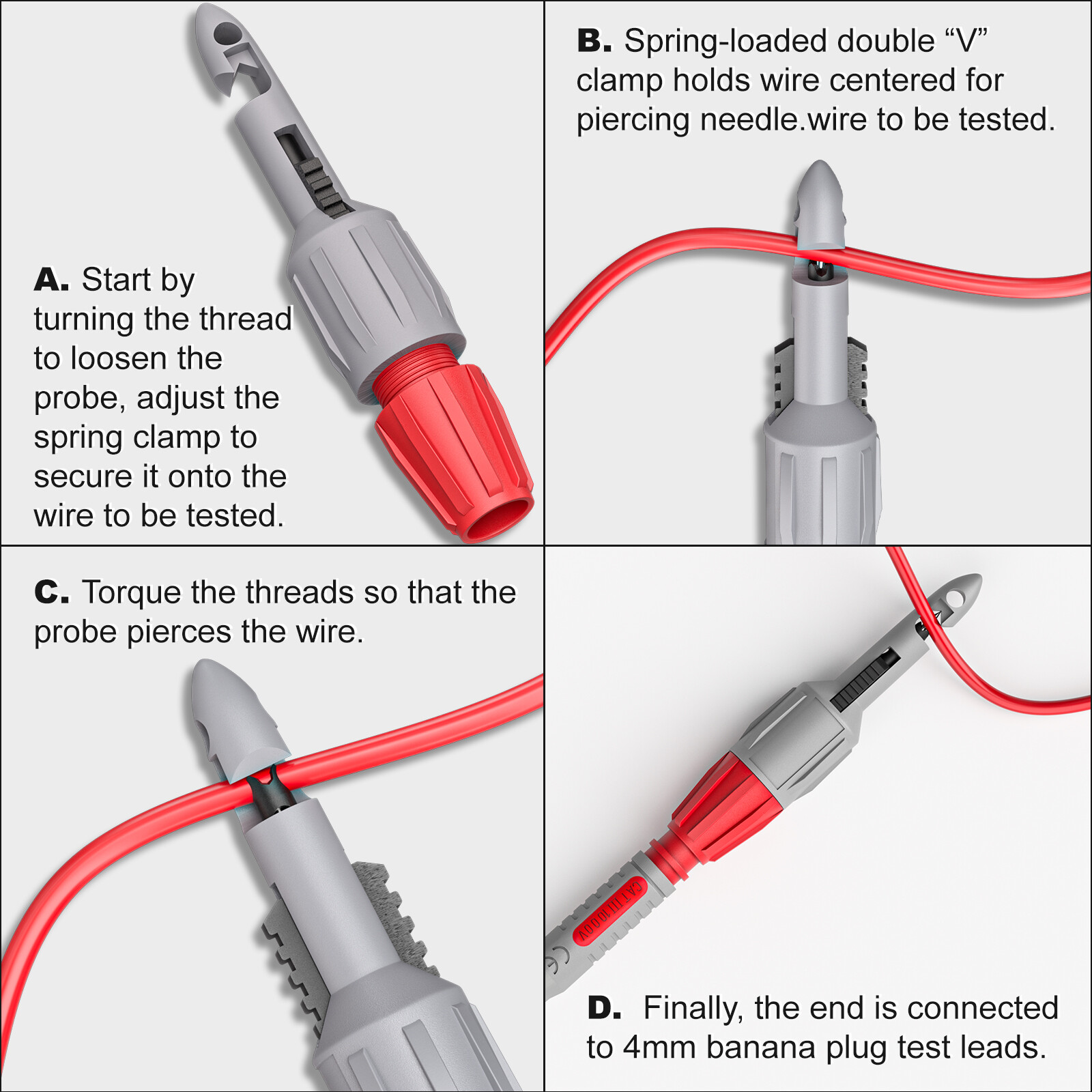 Heavy Duty Wire Piercing Probes Insulation Piercing Clip for Electrical Testing