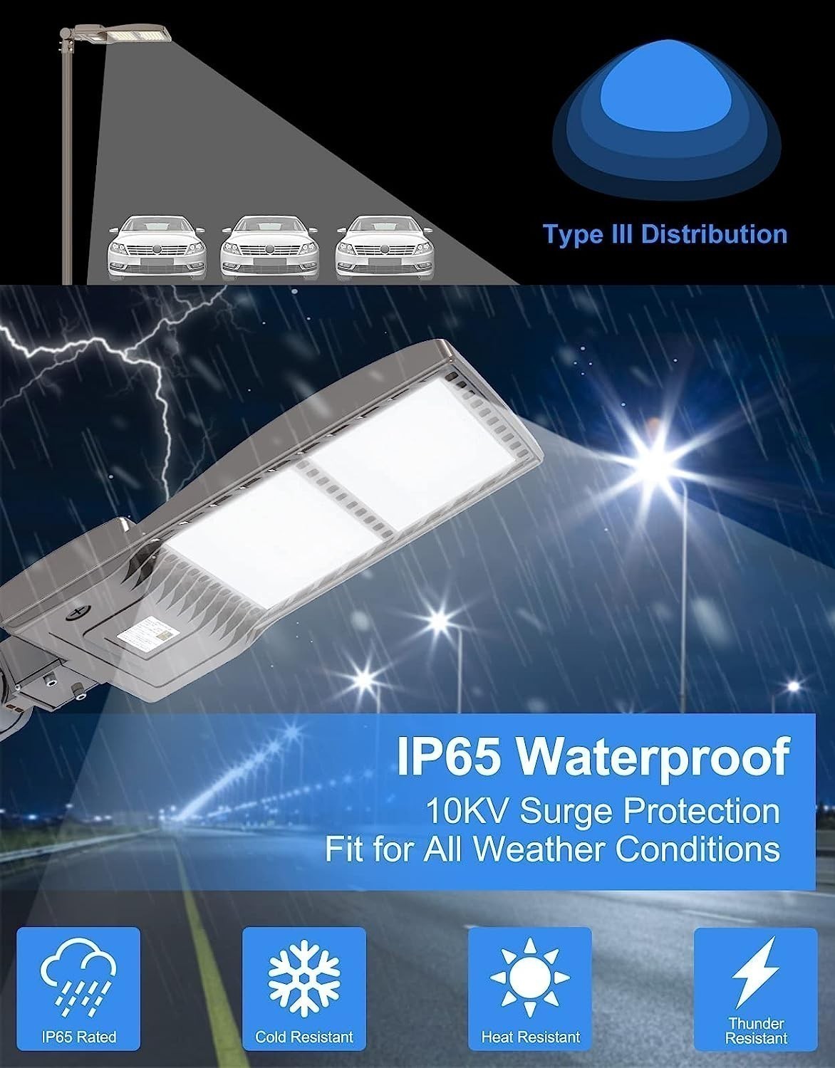 400W LED Parking Lot Pole Light Commercial Shoebox Fixture Super Bright 60000LM