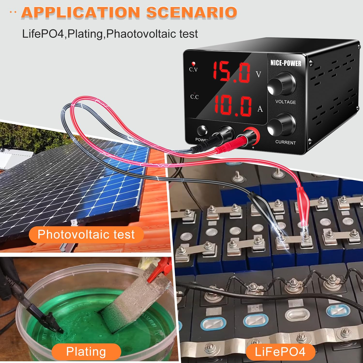 NICE-POWER DC Power Supply Variable 0~30V 0~10A, 3-Digits LED Display Current an