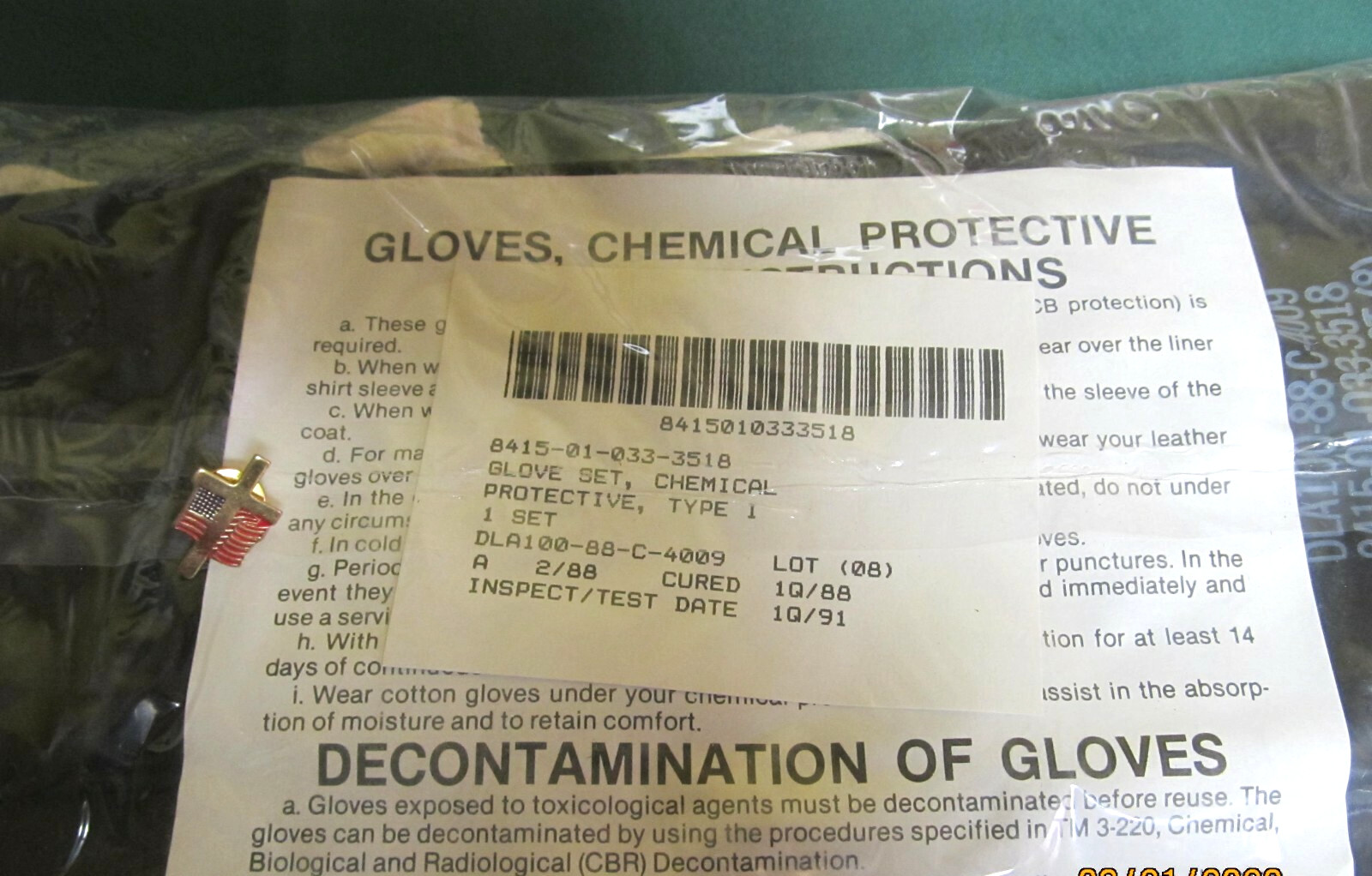 Chemical Protective Gloves Rubber 14″ Military NOS Work Gloves Long Sm Med Large