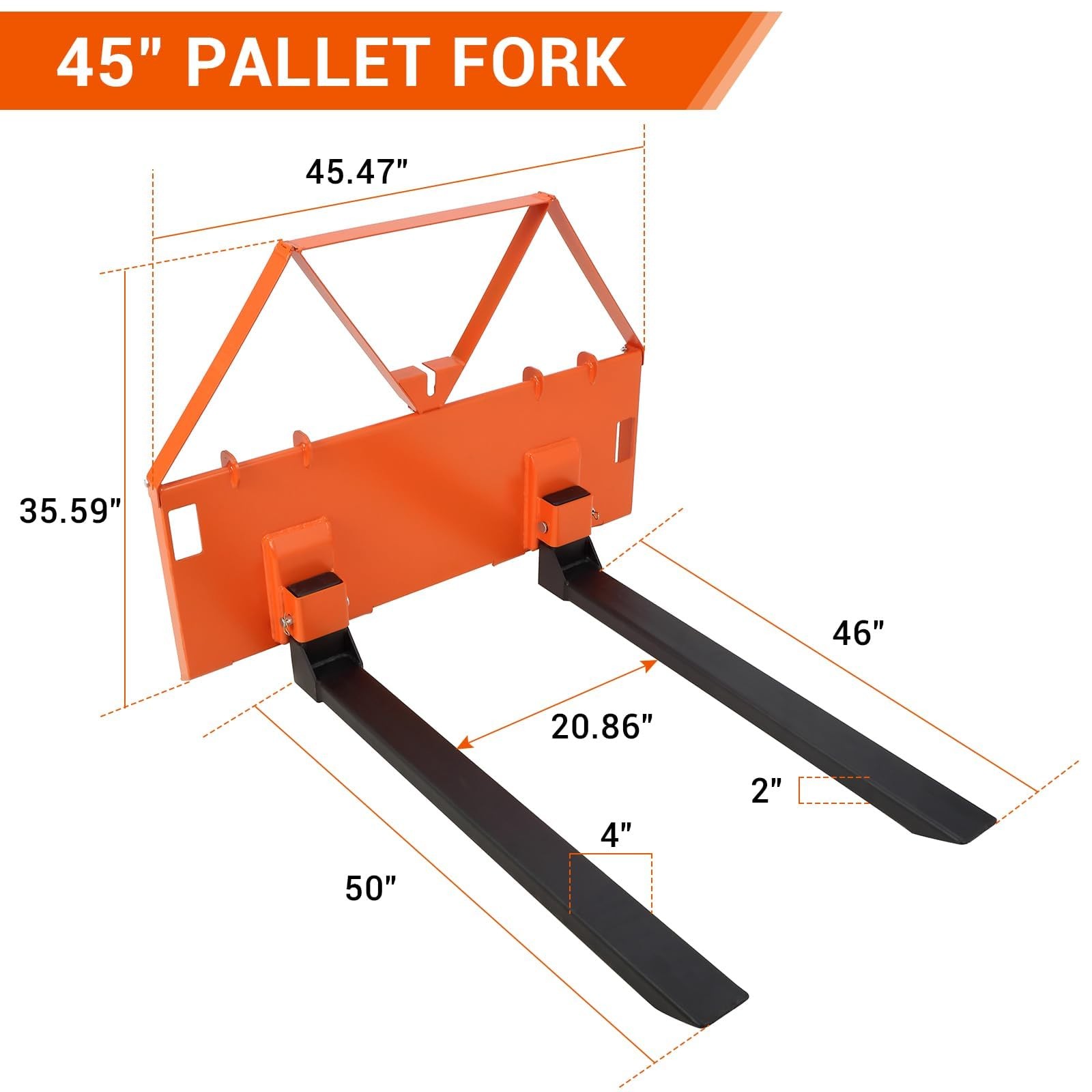 Garvee 46″ Heavy Duty Pallet Fork Attachment for Tractor & Skid Steer Quick Atta