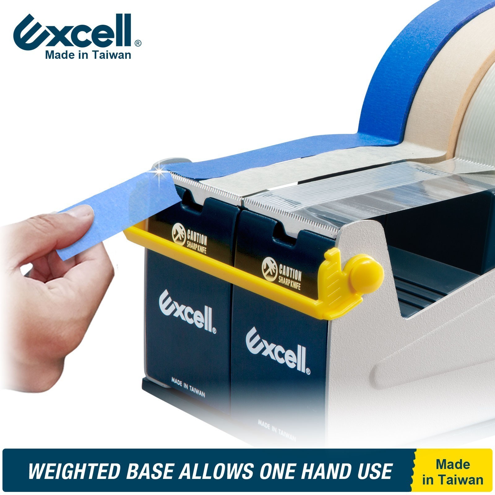 Excell Heavy Duty Multi-Roll Tape Dispenser 4″ Wide Steel Desktop Weighted Base
