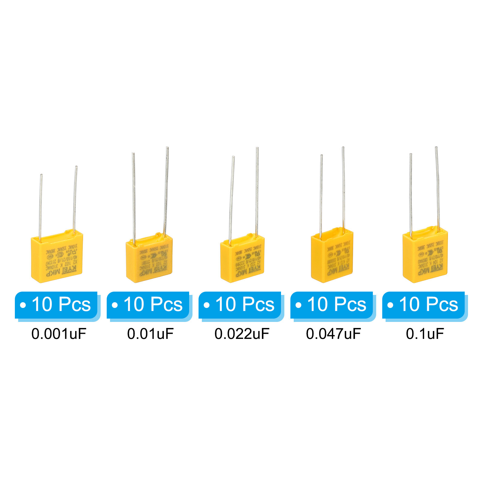 1Set/50Pcs 0.001/0.01/0.022/0.047/0.1uF Safety Capacitors