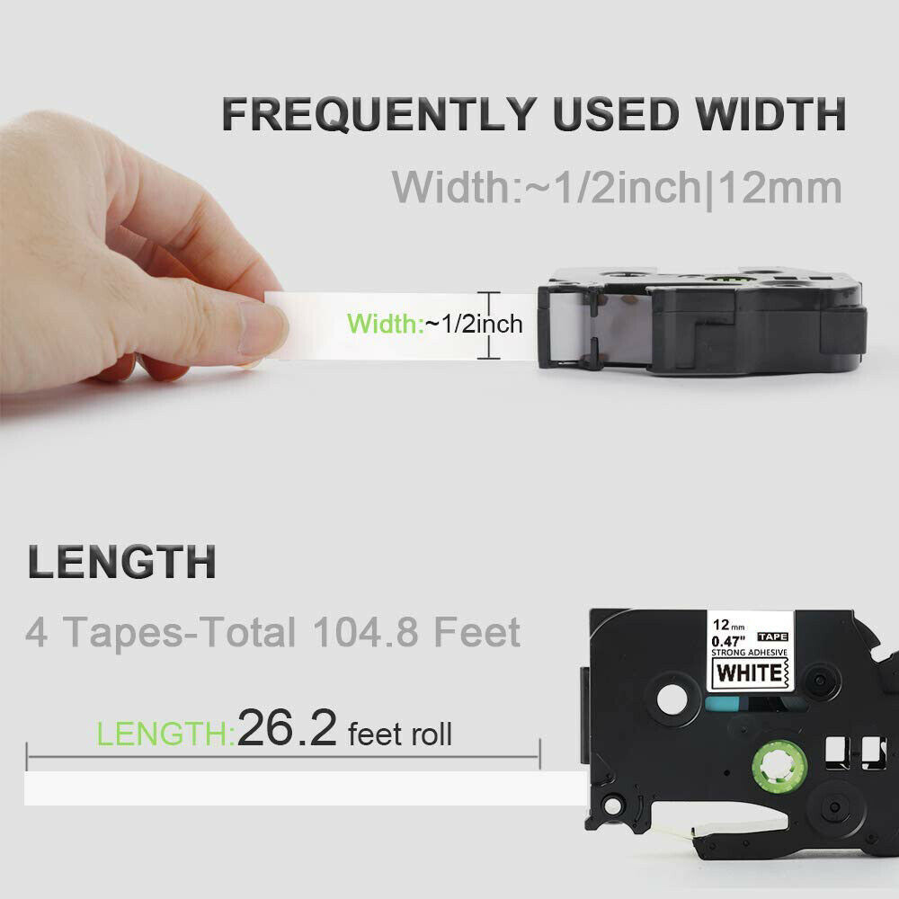 6PK TZe-231 TZe-335 Compatible Brother P-Touch Label Tape 12mm 0.47″ PT-D210