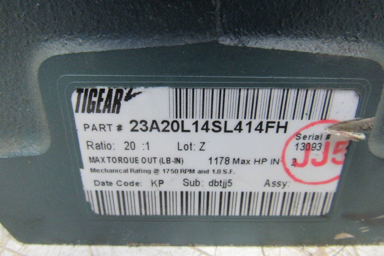 Dodge 23A20L14SL414FH 20:1 Ratio 1750RPM 2Hp Input 87.5RPM 5″ Shaft Gear Box