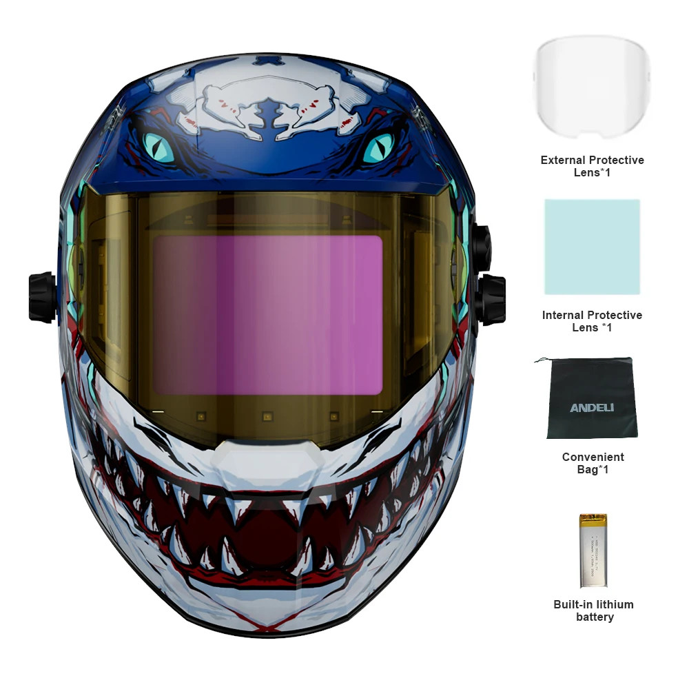 ANDELI True Color Auto Darkening Welding Helmet Side View Solar Rechargeable
