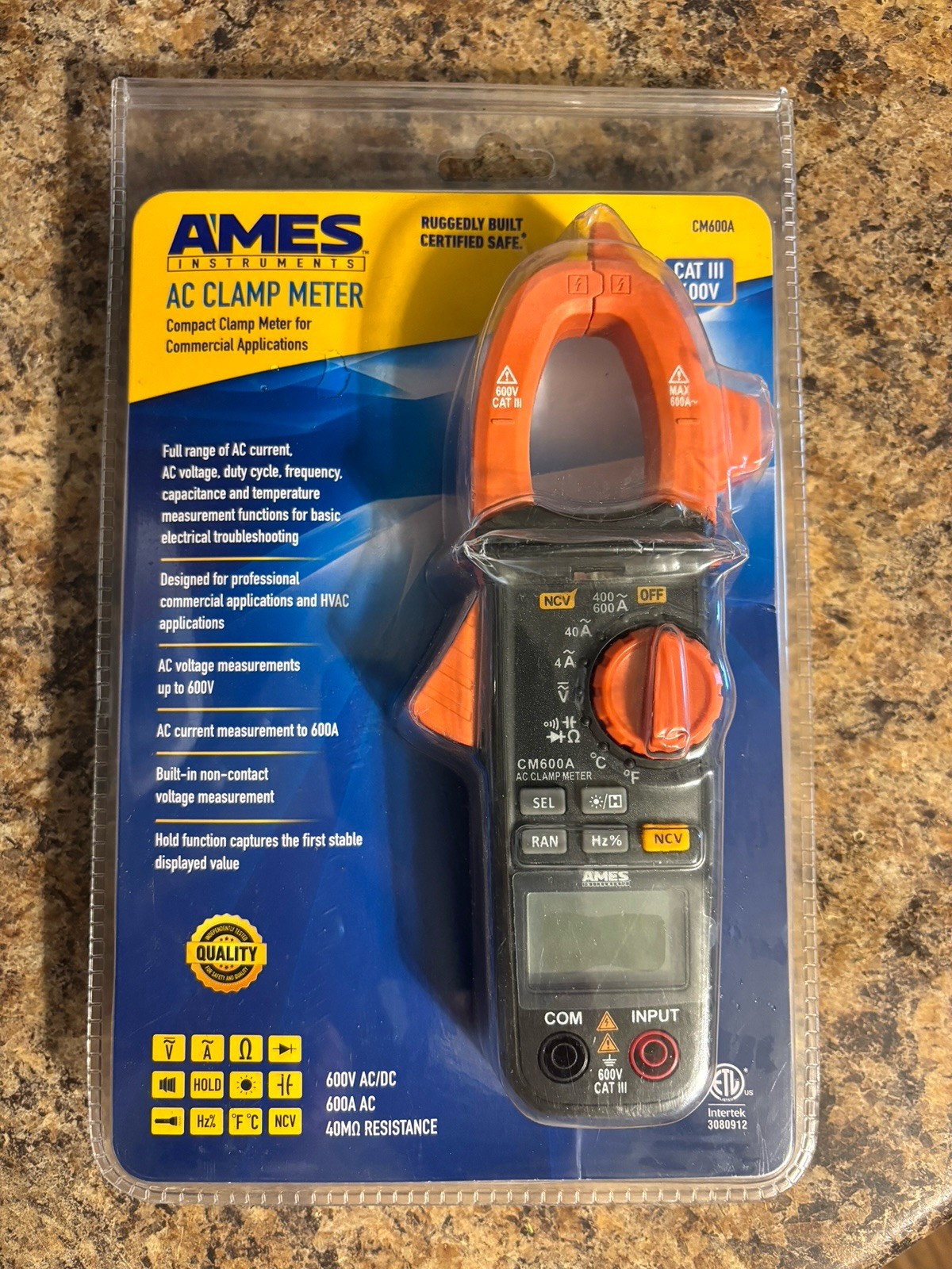 Ames Instruments CM600A Cat III 600 V AC Compact Clamp Meter Digital