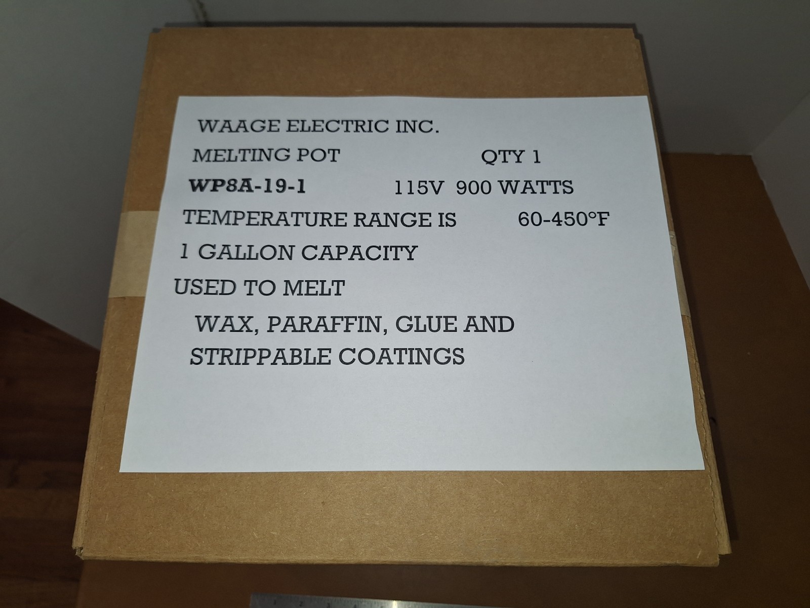 WAAGE MELTING POT WP8A-19-1 NEW IN BOX – 900 W 115V 60-450°F TEMP RANGE 1 GAL
