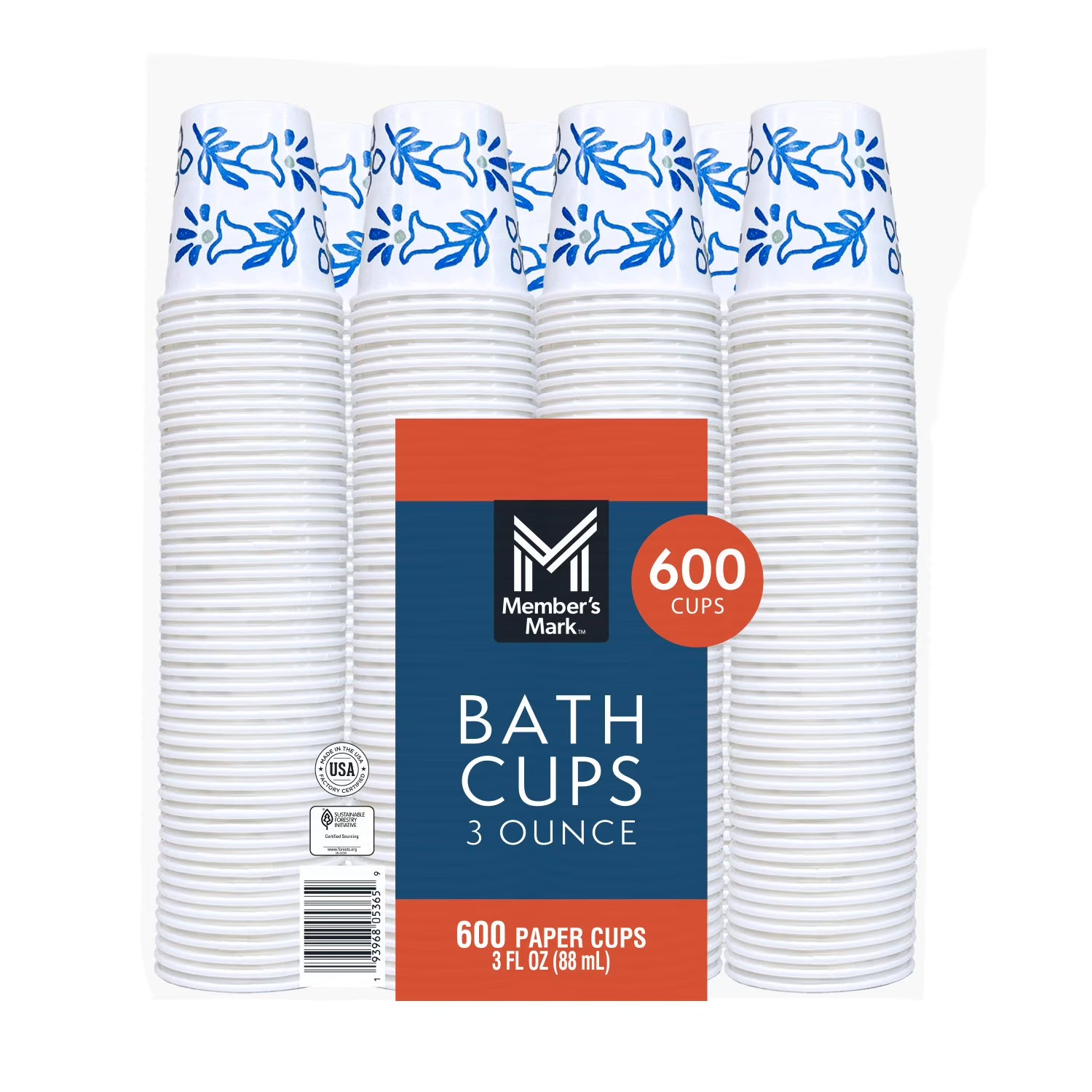 Member’s Mark Printed Paper Bath Cold Cups 3 oz 600 Count Disposable Cups.