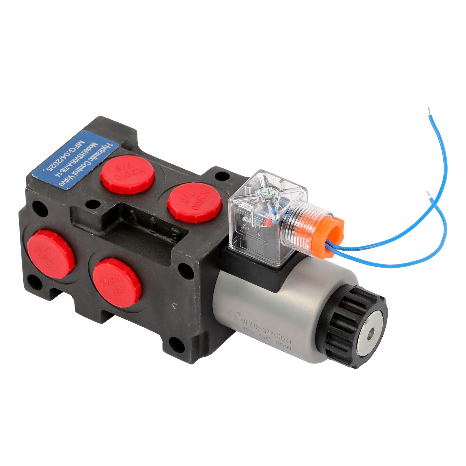 6 Port 12V DC Hydraulic Diverter Valve 13 GPM 25MPa 3 Connectors