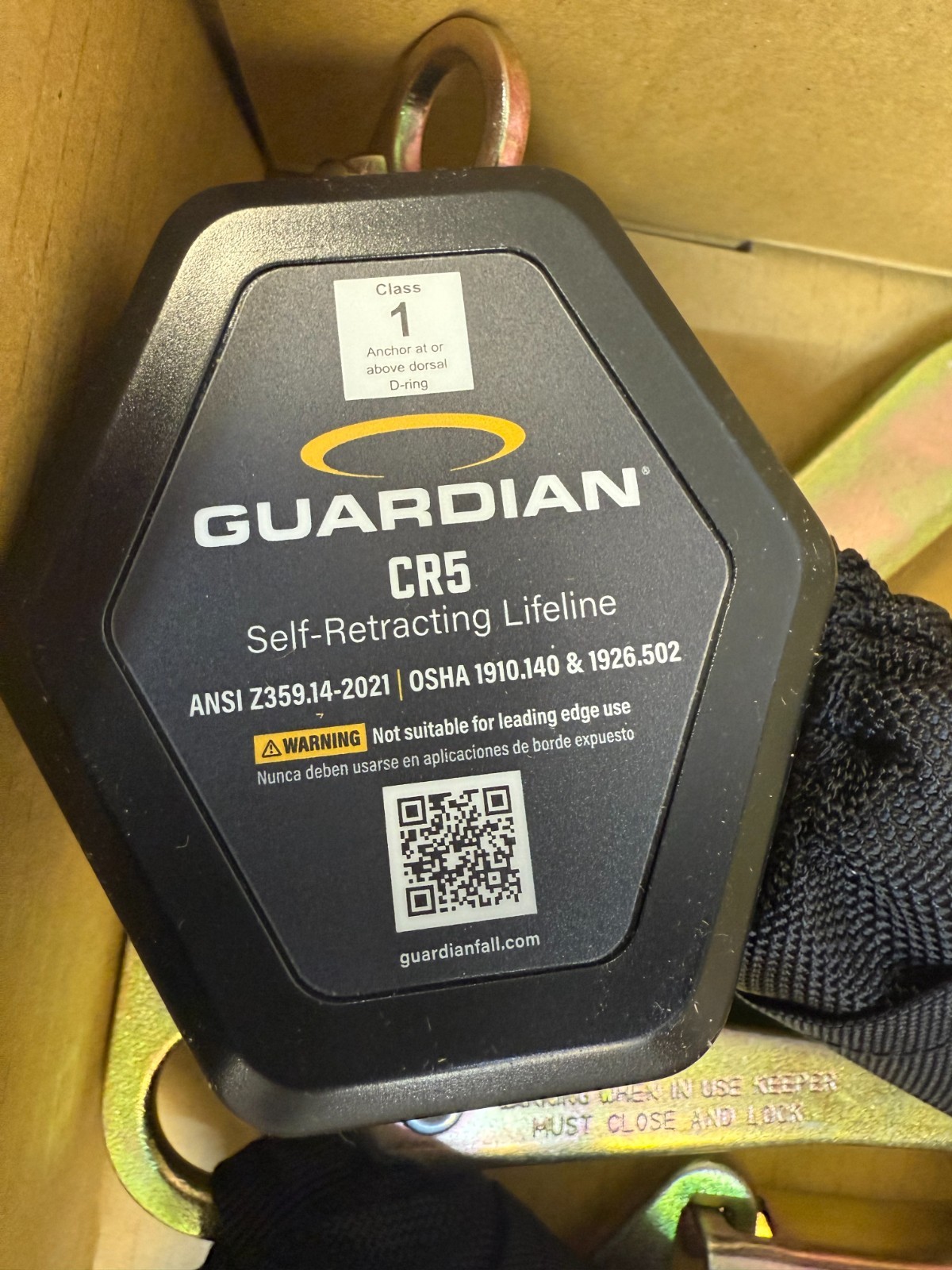 GUARDIAN CR5 Self-Retracting Lifelines Single-Leg, HMPE Webbing Steel Rebar Hook