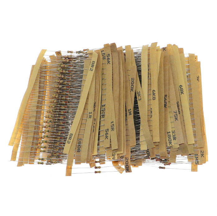 1500pcs Carbon Film Resistors Assortment Kit 75 Values 1 ohm to 10M ohm 1/4W 5%