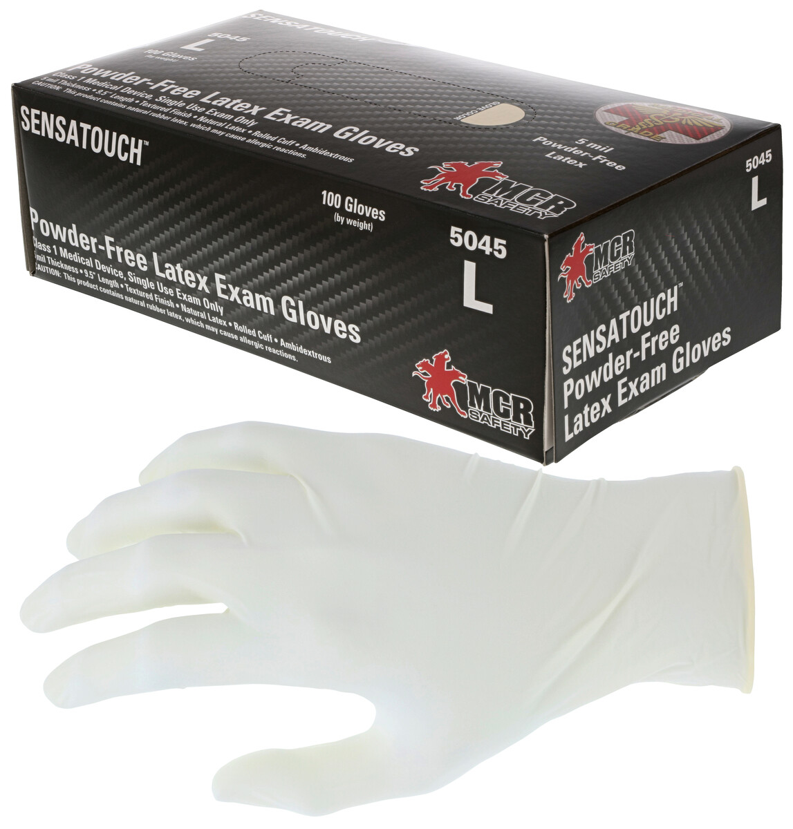 MCR Safety 5045 Latex Disposable Gloves Powder-Free, Case of 10 Boxes, Large