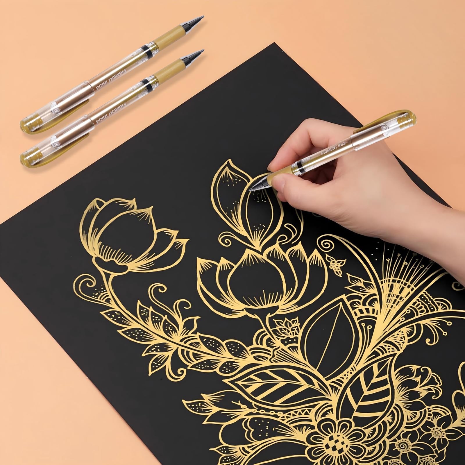 IOMDRWU Gold Gel Pens, 1.0mm Ink Pen Set, 1 Count (Pack of 3),