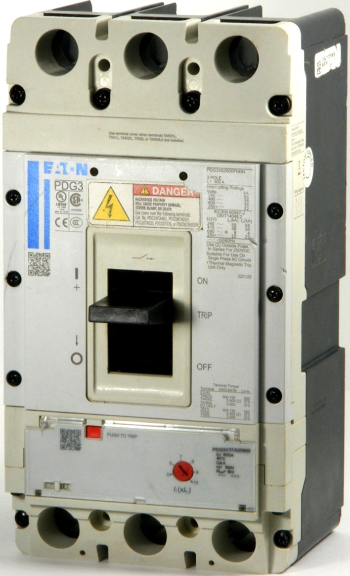 USED Eaton PDG33G0600TFAN Circuit Breaker Assembly, TMTU, 3P 600A 600V 35kA@480V
