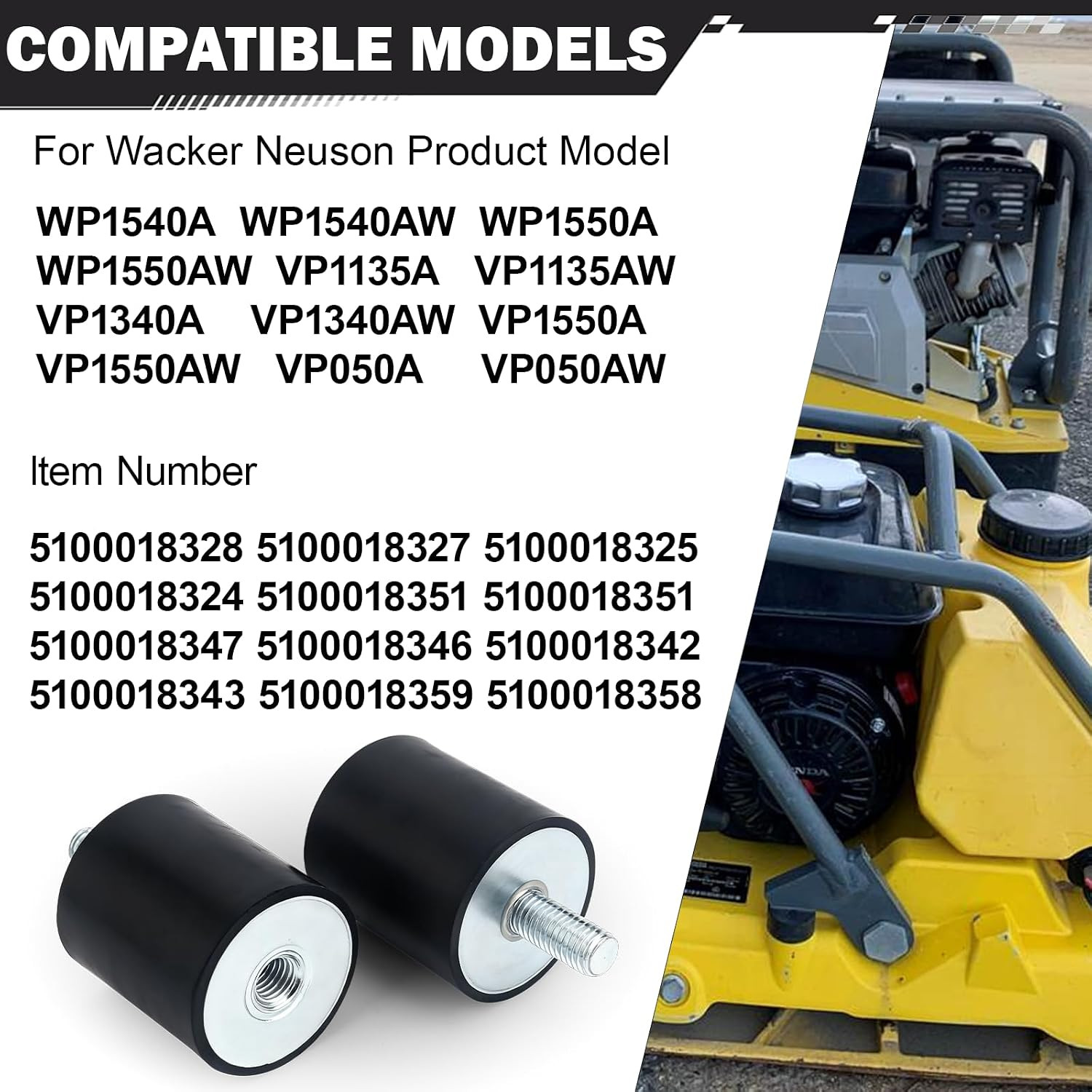 Tamper Rubber Shock Mount for Wacker Neuson Plate | for Vibration Compactor Ramm